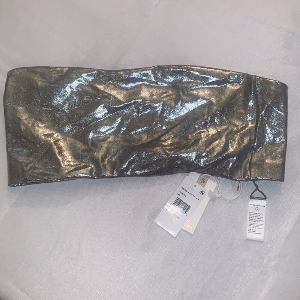 GOOD AMERICAN SWIM Bandeau‎ Top. Stormy Foil. 3X - Picture 5 of 14